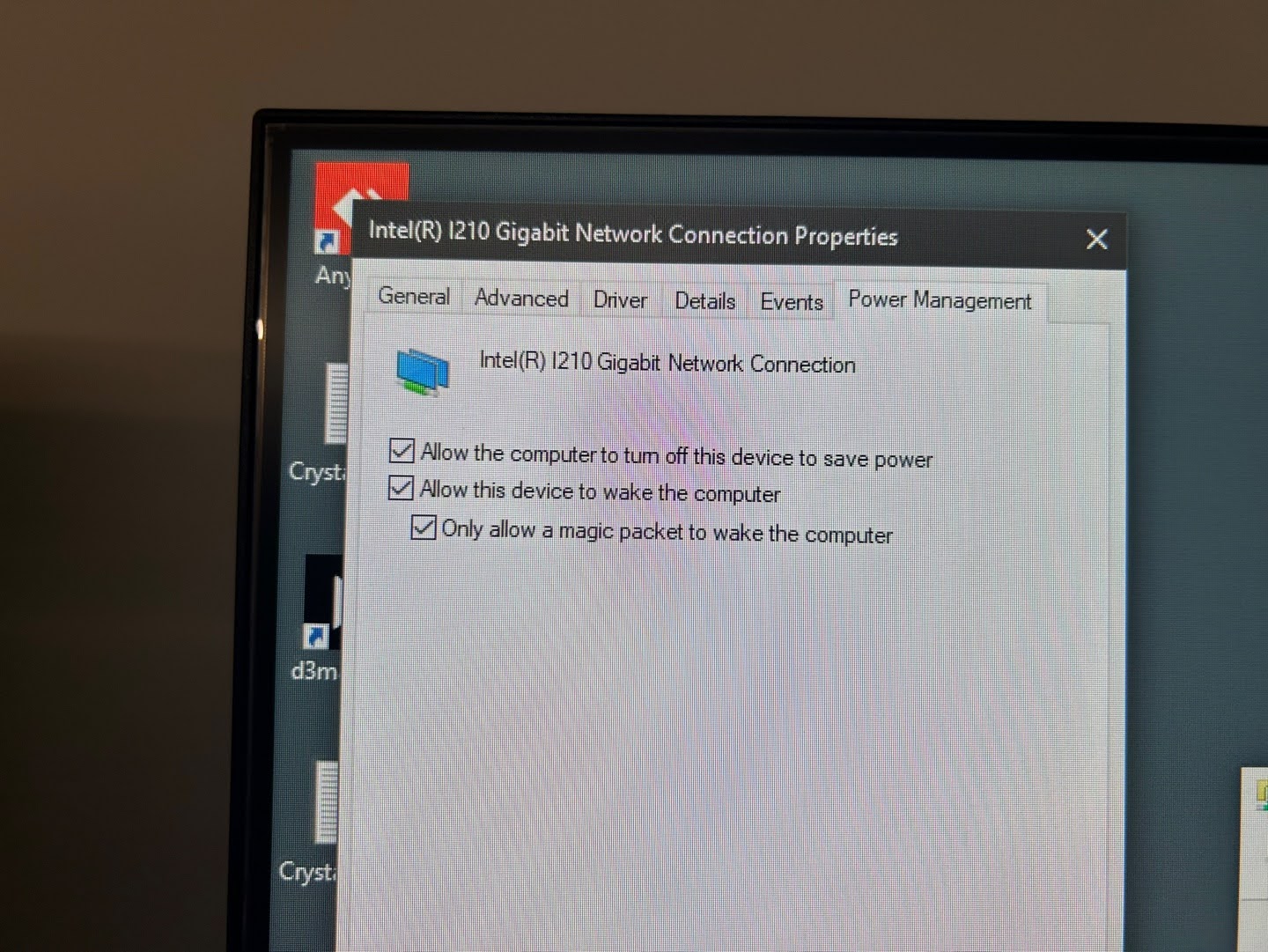 Enabling Wake On Lan (WOL)